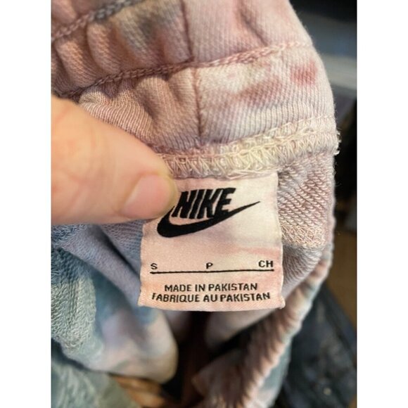 NIKE Small Pleated Reverse Dye Fleece Cuffed Sweatpants Pink Green GUC - Picture 8 of 9